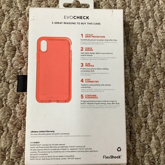 Tech21 EvoCheck FlexShock Case for Apple iPhone 5.8" Bright Rouge. New In Box - Picture 2 of 4